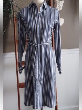 Brook's Brothers blue stripe cotton shirt dress 4